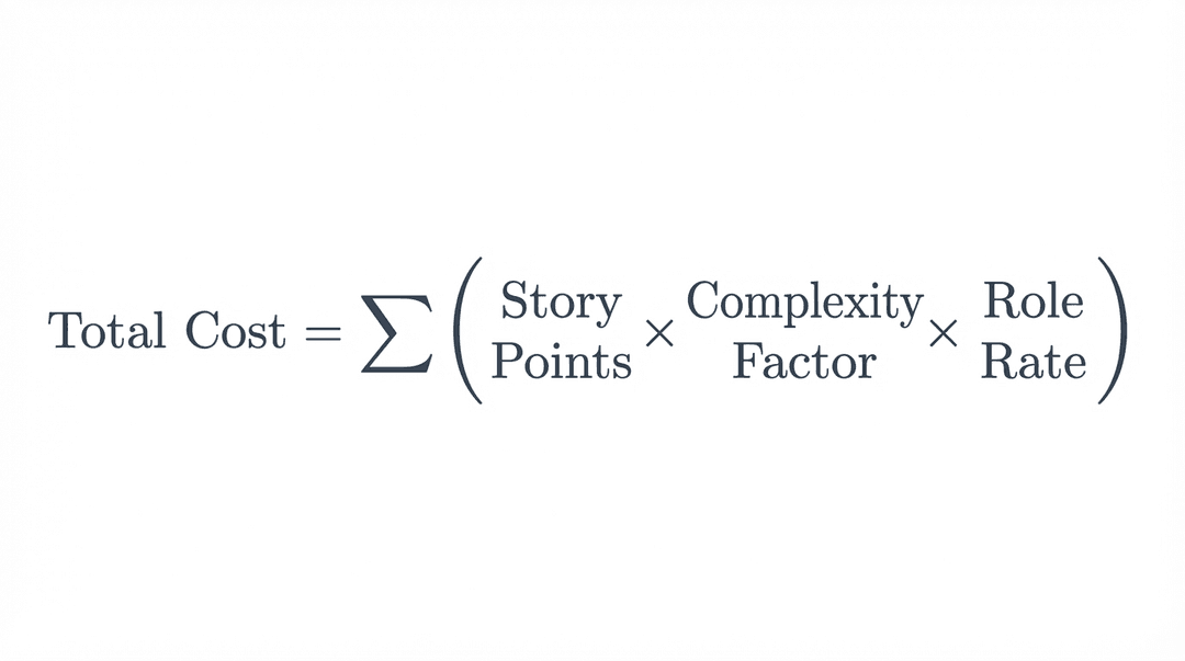 Total Cost equals the sum of Story Points times Complexity Factor times Role Rate